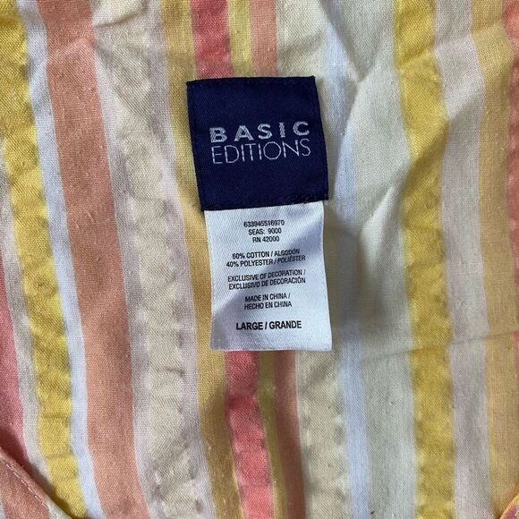 Basic editions women L cotton blend snap closure stripe textured robe - Picture 4 of 12